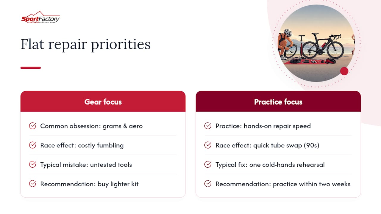 Diagram comparing packing gear priorities and repair practice
