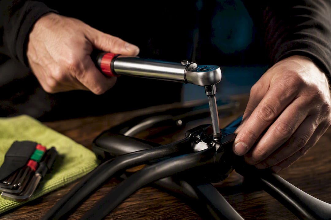 Torque wrench tightening anonymous aerobar clamp