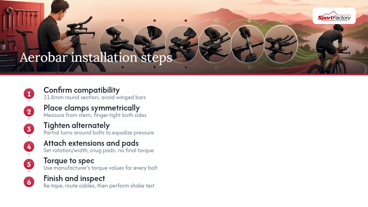 Six-step aerobar installation sequence