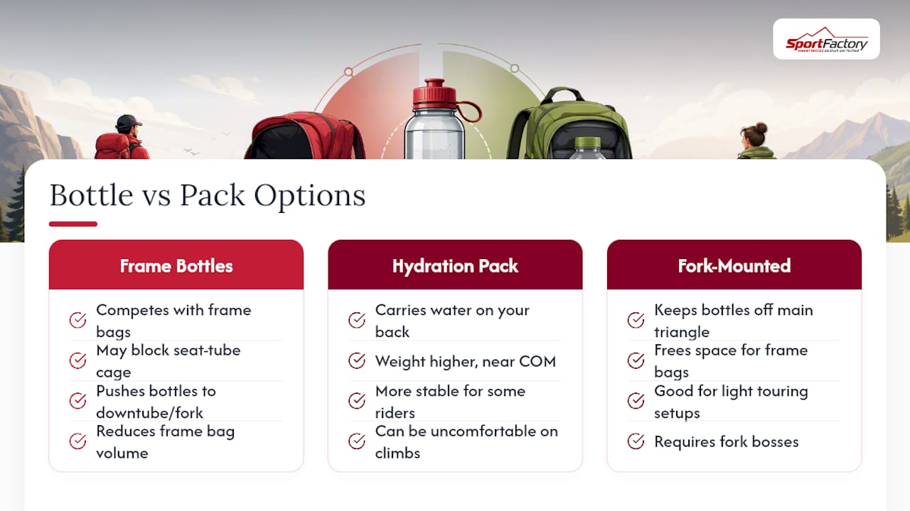 Can 1L Bottles Work With Bikepacking and Hydration Packs? — overview diagram