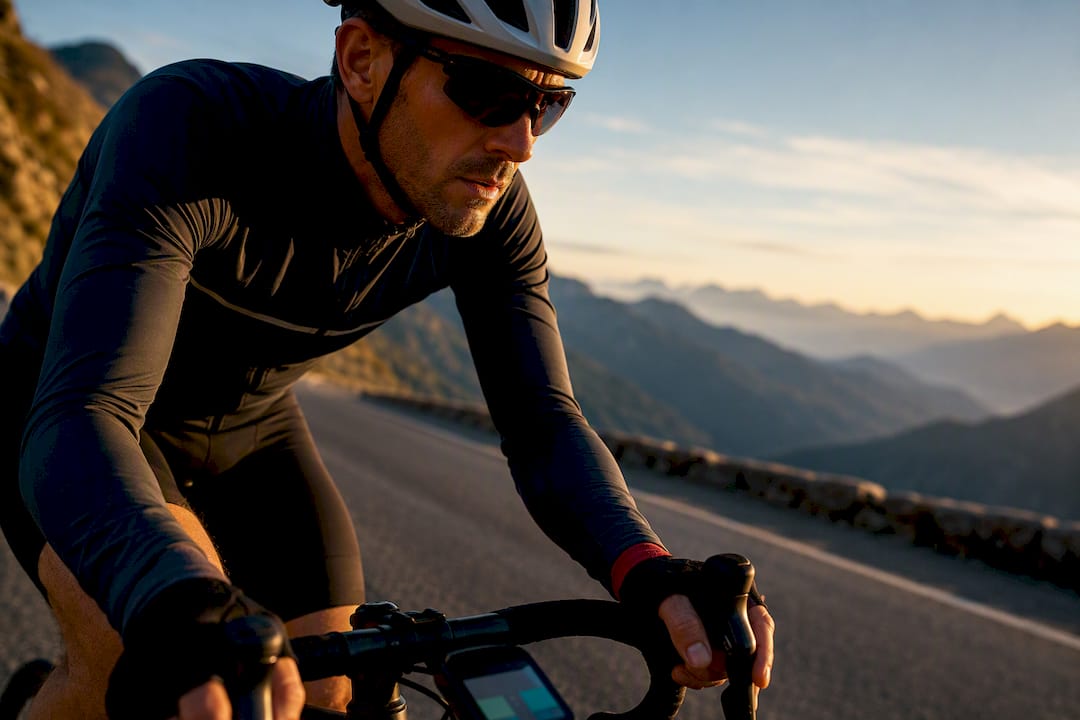 Cyclist using a handlebar-mounted cycle computer