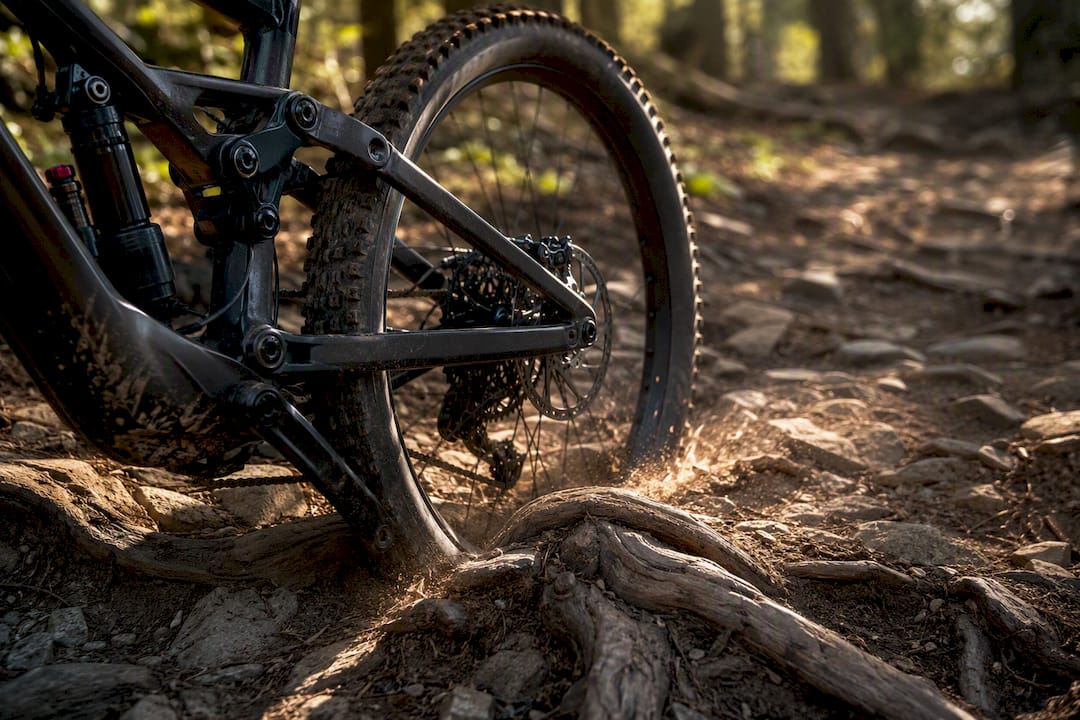 Rear suspension wheel tracking over roots