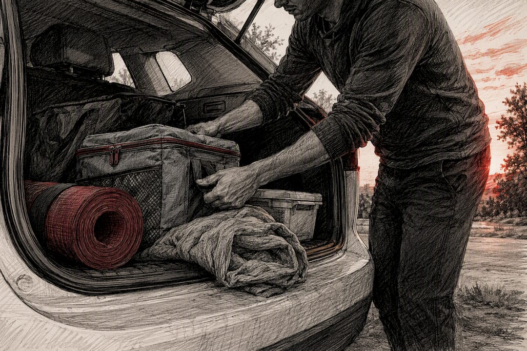Person cleaning car trunk to remove odors