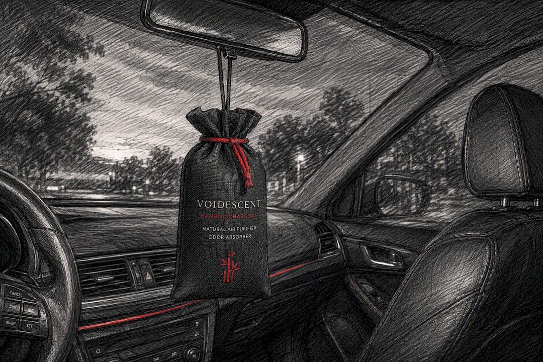 Bamboo charcoal bag in car interior