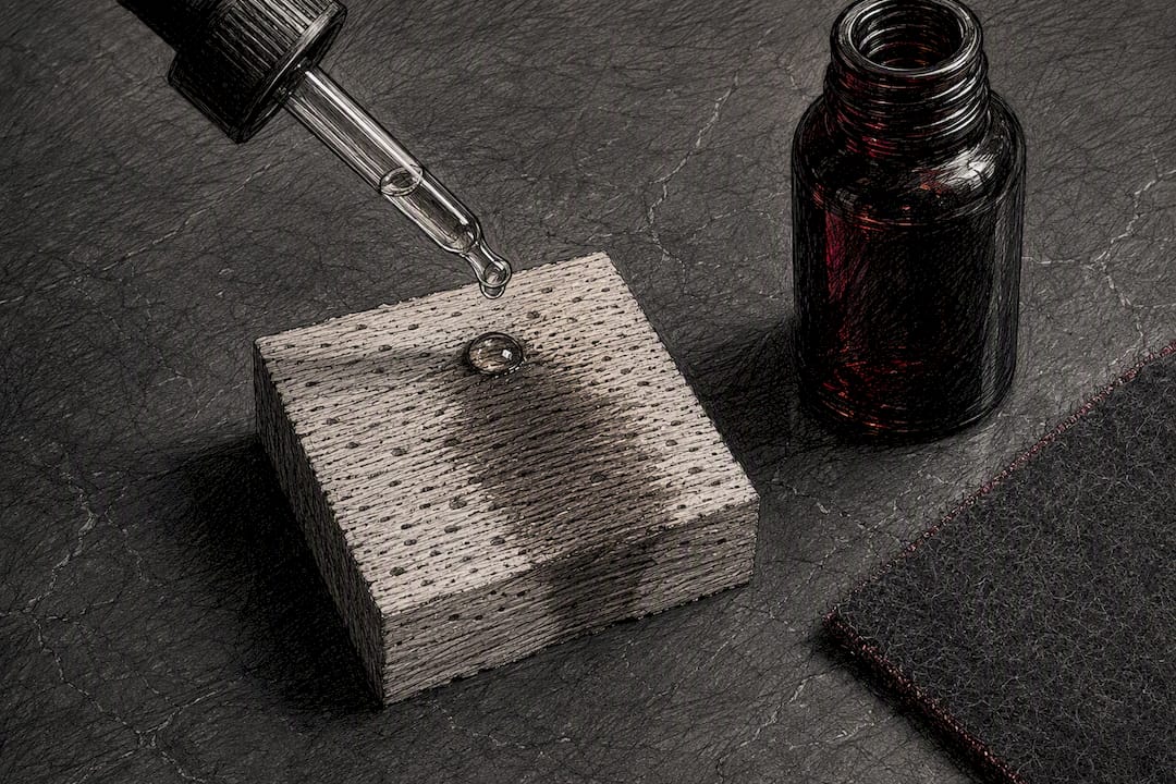 Fragrance oil wicking through porous wood