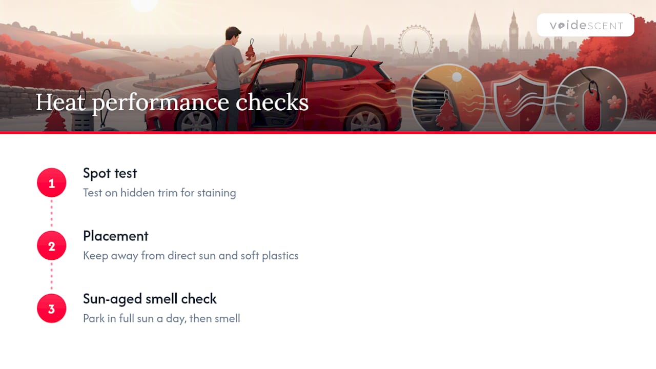 How I Check Whether a Car Scent Actually Holds Up in Heat — overview diagram