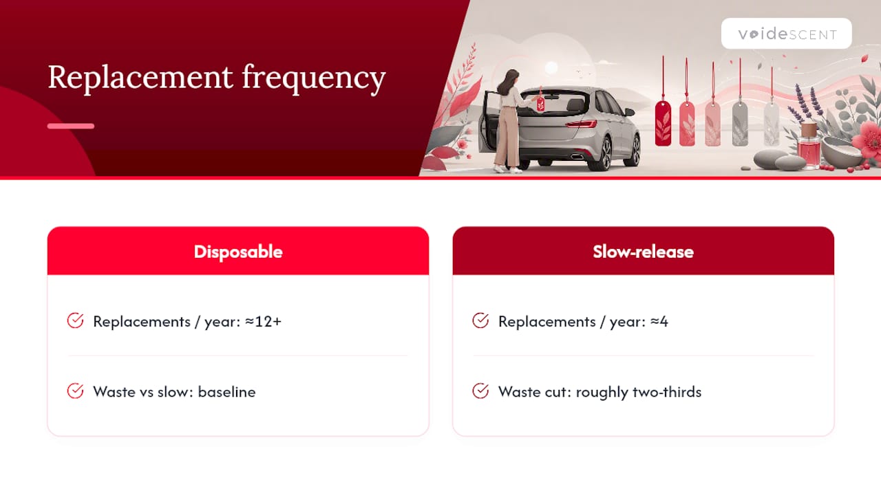 Comparison of disposable and slow-release freshener waste