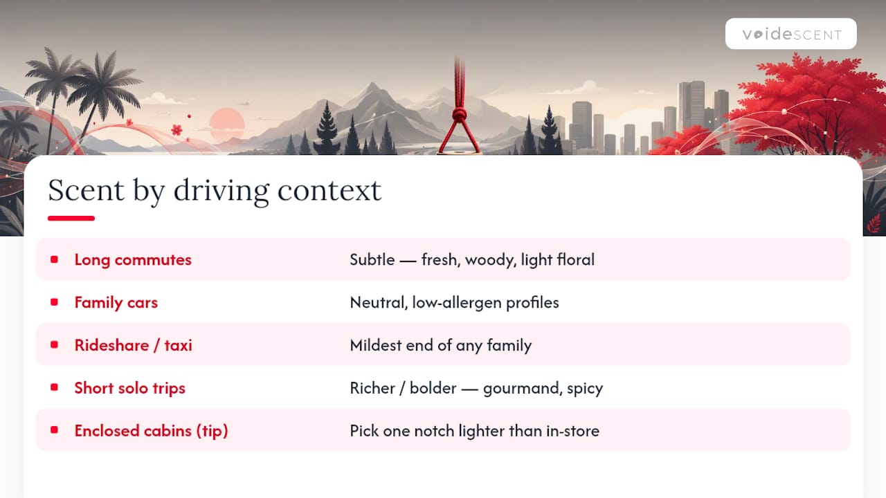 Car fragrance intensity by driving context