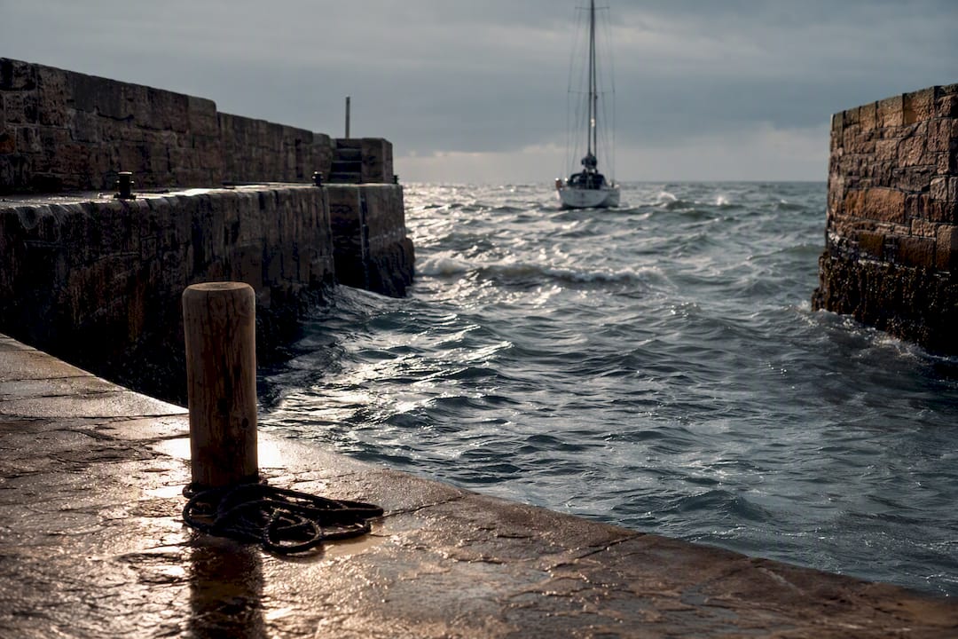 Short-period swell at harbor entrance
