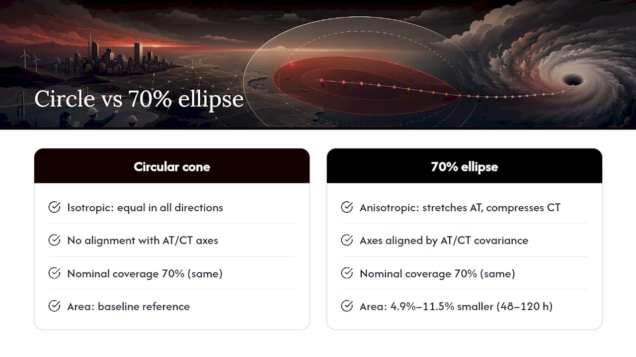 Circle and ellipse uncertainty area comparison