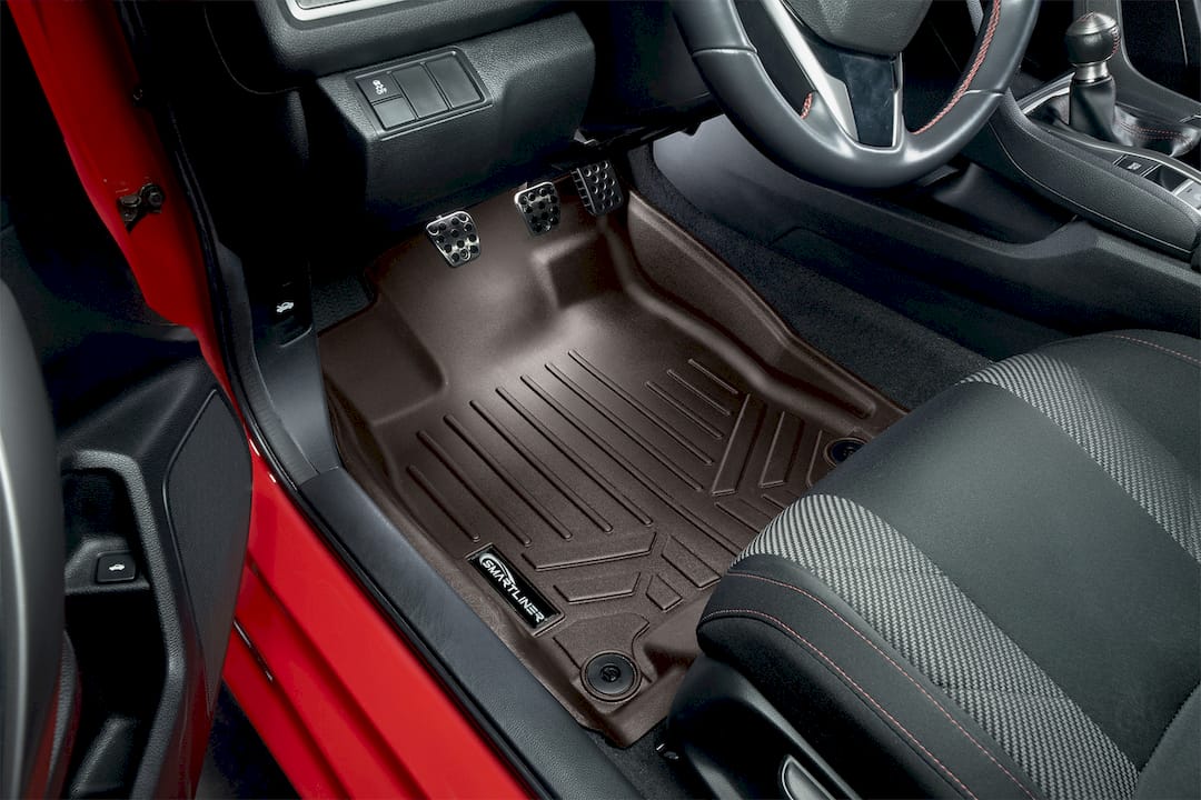 Custom-fit all-weather floor liner in truck footwell