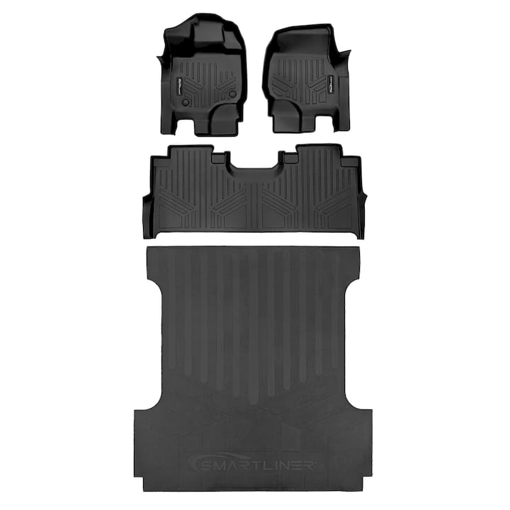 SmartCoverage™ Floor Liners For 2015-2026 Ford F-150 (1st Row Bucket) & OEM 2nd Row Under Seat Storage