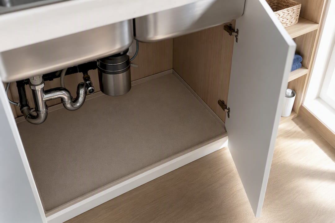 Custom-fit recyclable tray liner under sink