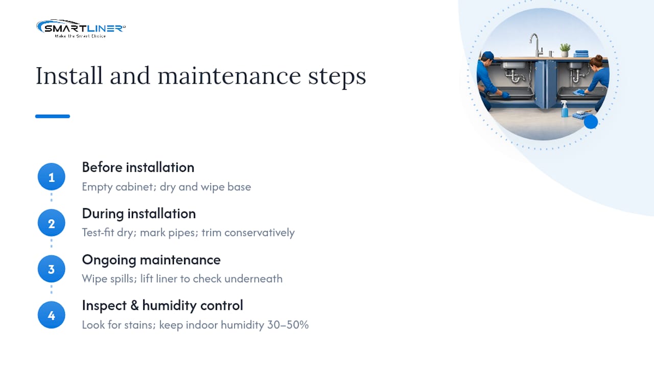 How Do You Install and Maintain a Sink Cabinet Liner? — overview diagram