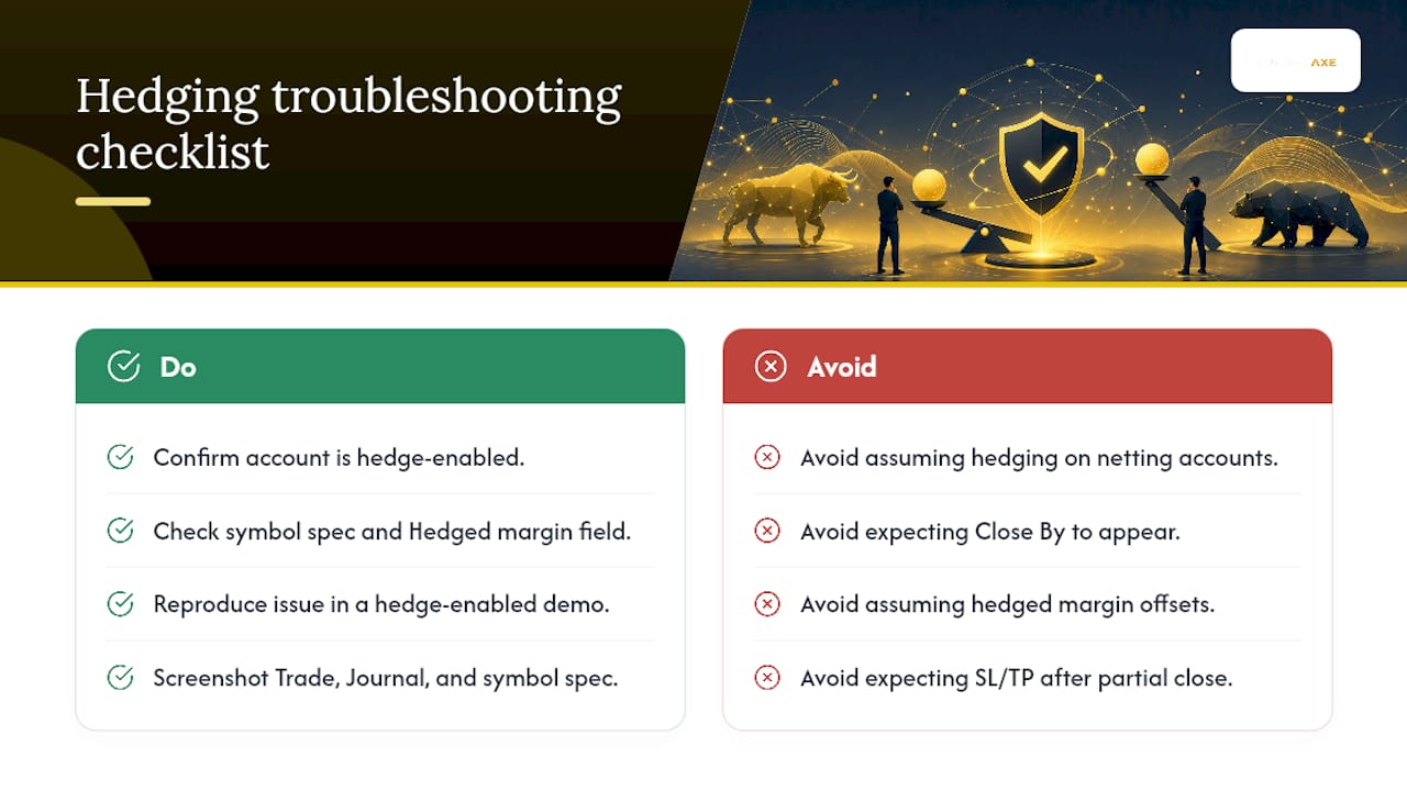 Troubleshooting common hedging problems on MT5 — overview diagram