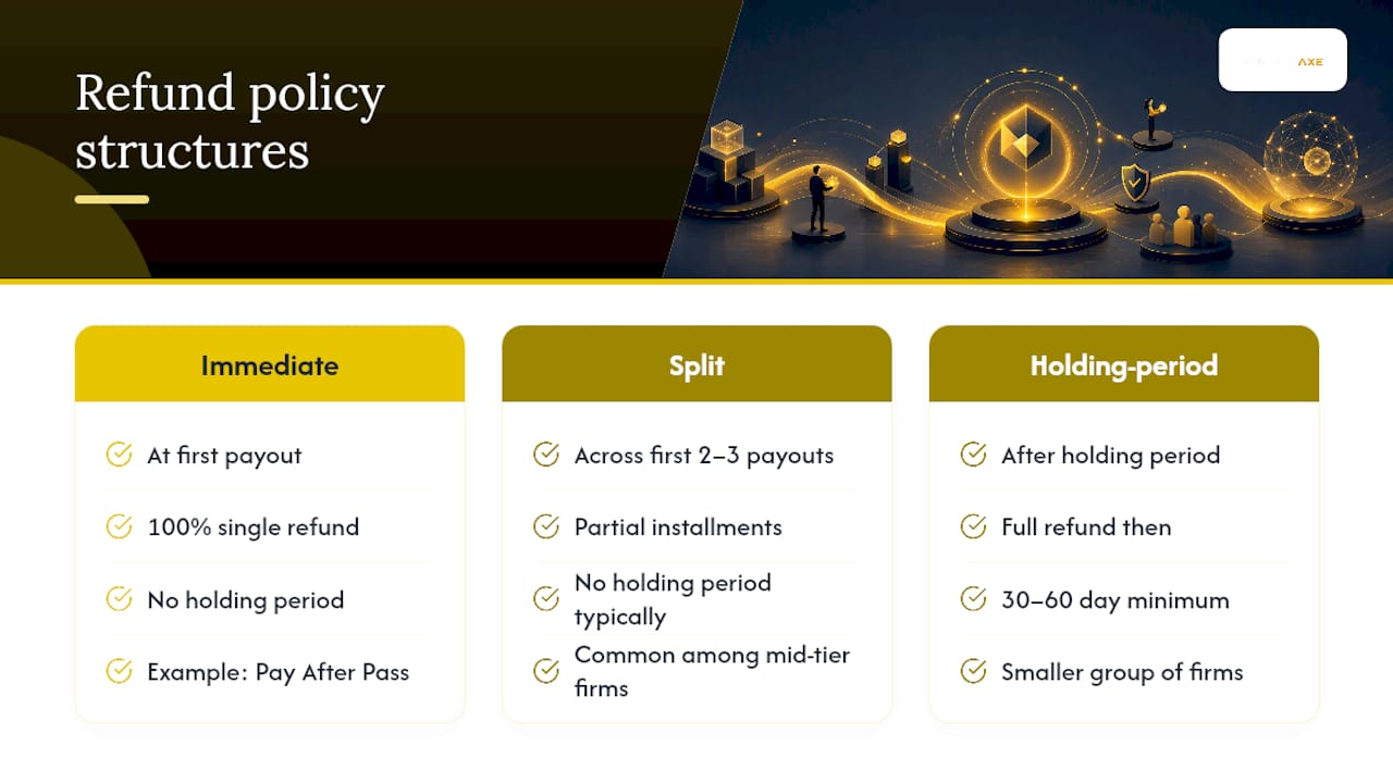 Diagram comparing refund policies across industry
