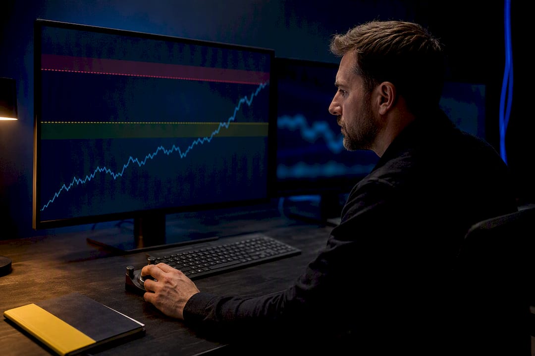 Trader monitoring equity drawdown thresholds