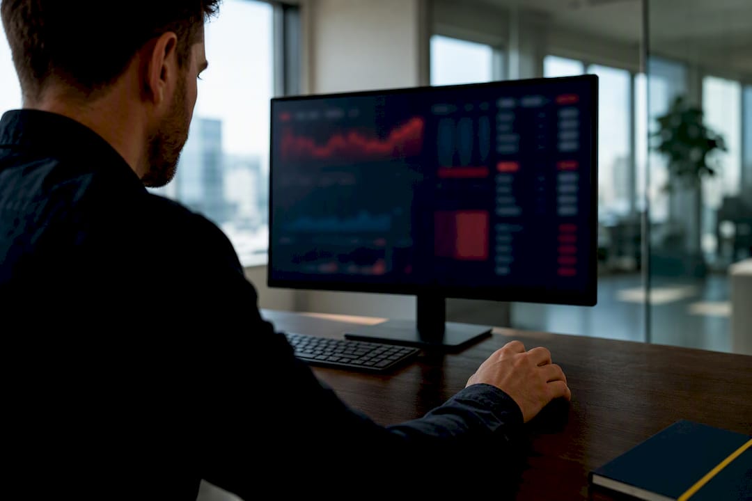 Trader reviewing simulated account risk limits