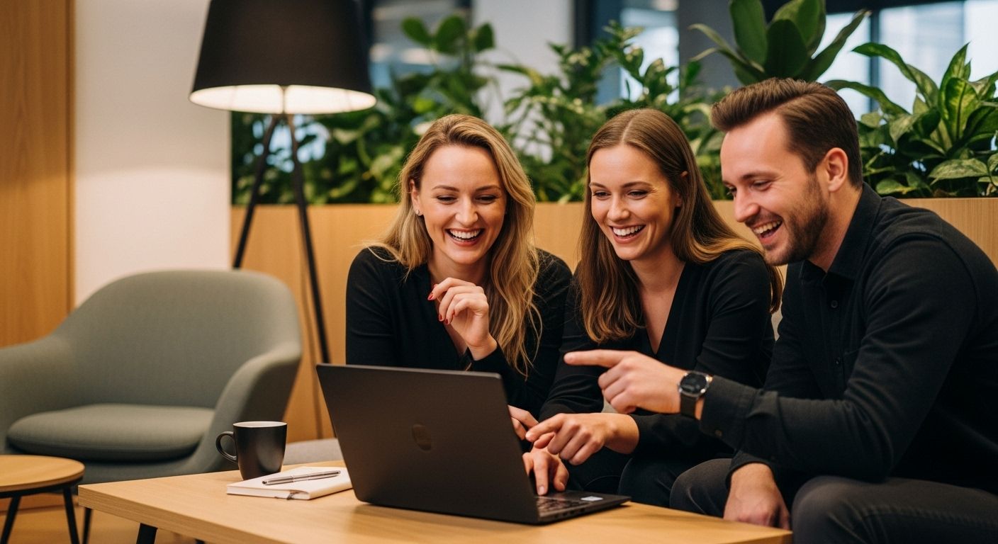employees watching corporate video