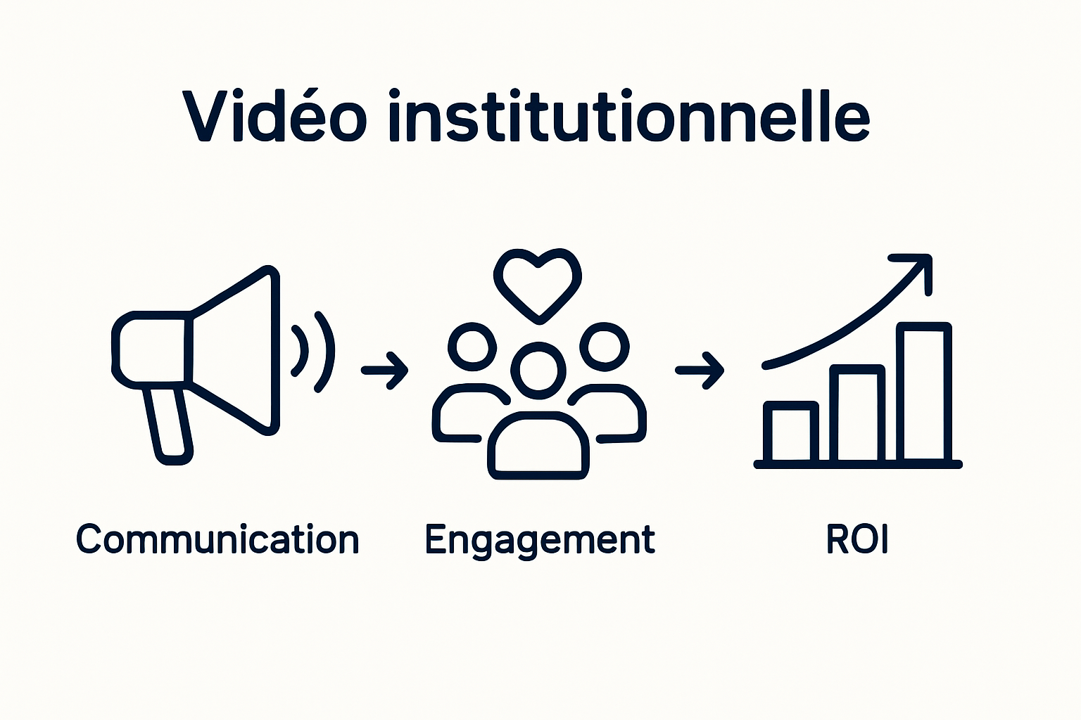 Infographic comparing communication, engagement, and ROI benefits of video institutionnelle