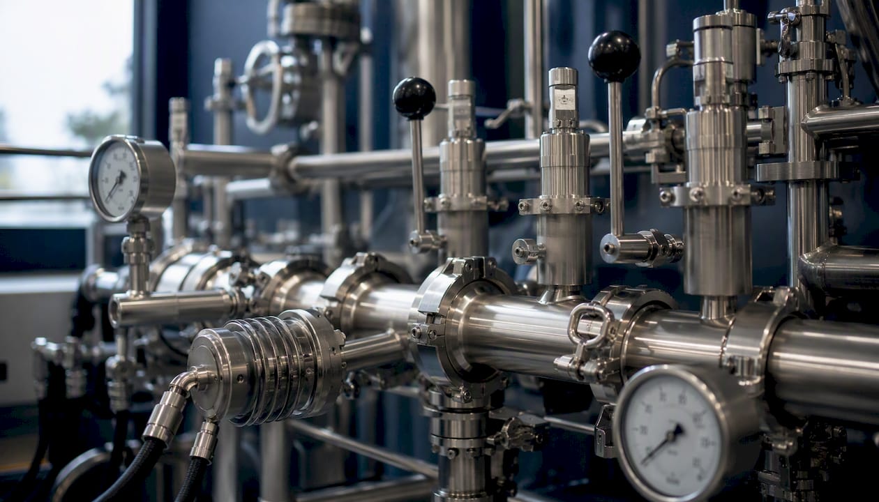 Close-up of coffee decaffeination machinery
