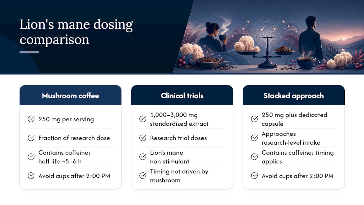 Lion's mane dosage comparison chart