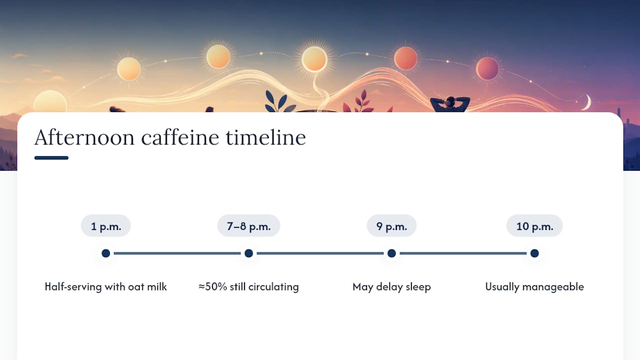 Diagram of caffeine metabolism timeline and sleep impact
