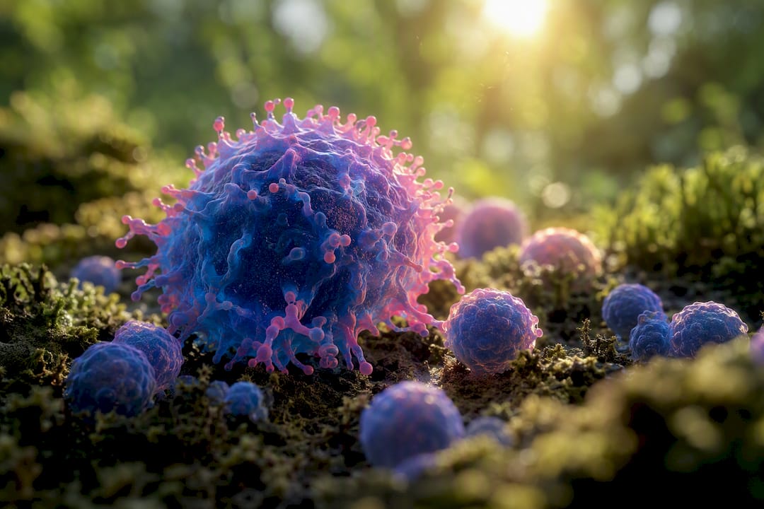 Macro of immune cells interacting