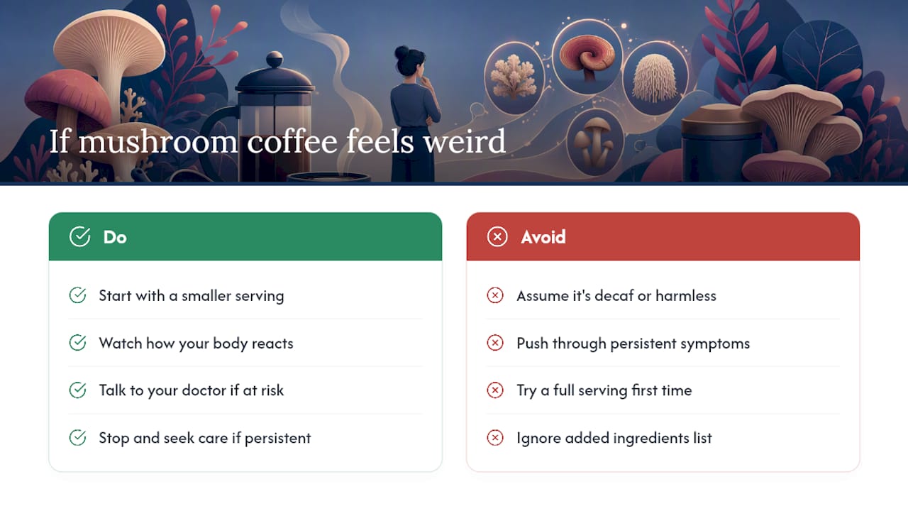 Why Some People Feel Weird After Mushroom Coffee — overview diagram