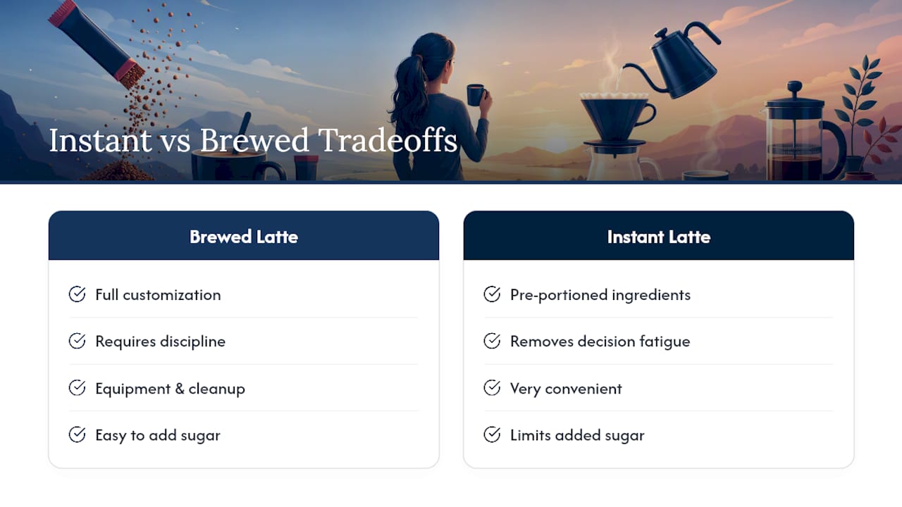 Instant Latte vs. Brewed Latte: Which Is Actually Healthier? — overview diagram