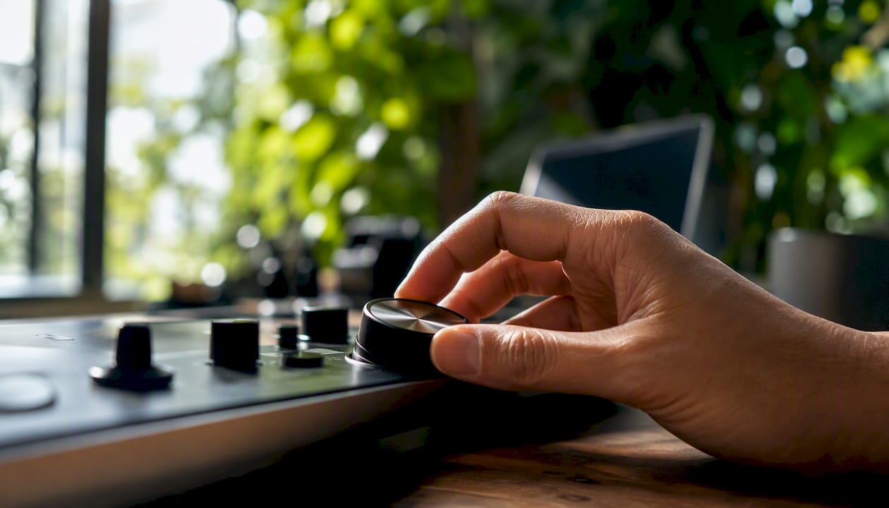 Hand adjusting analog dial for saturation control
