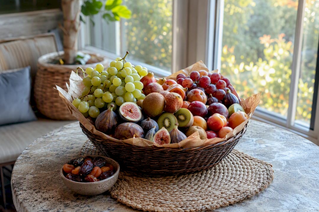 Kosher fruit basket prepared for shiva house
