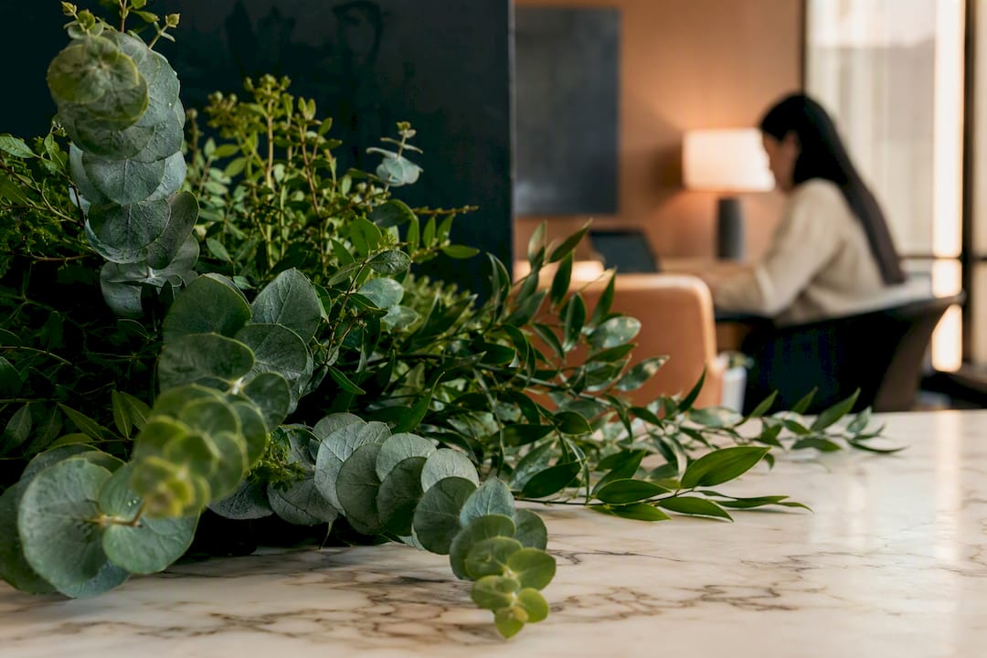 Office floral greenery eucalyptus and ruscus
