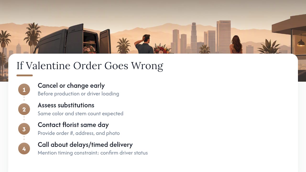 Steps for resolving a flower delivery issue
