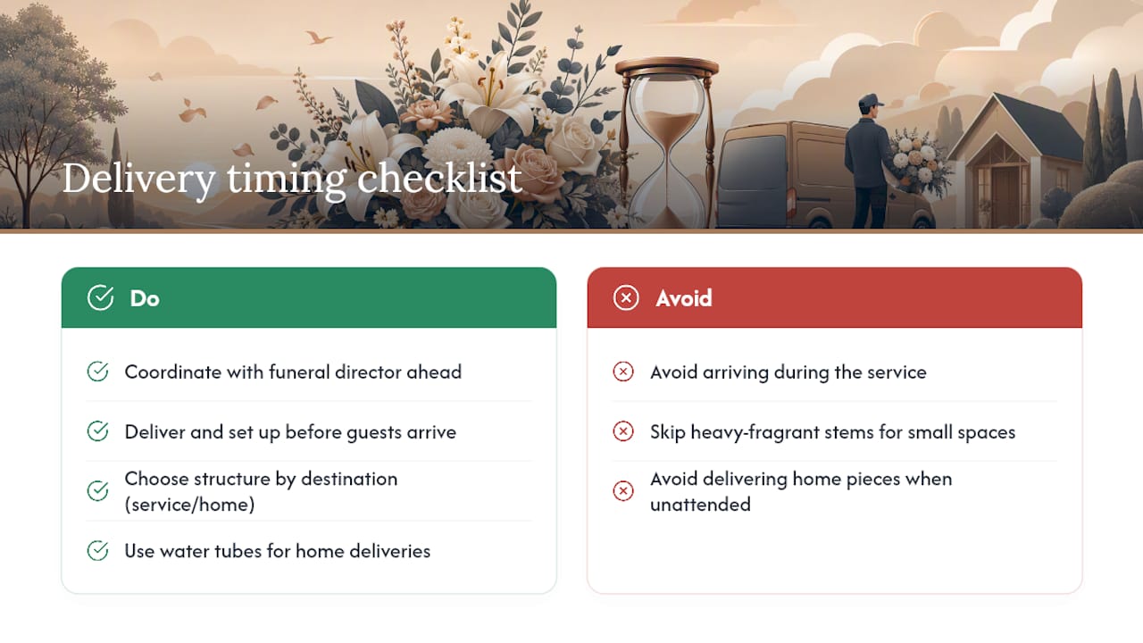 Sympathy flower delivery timing workflow
