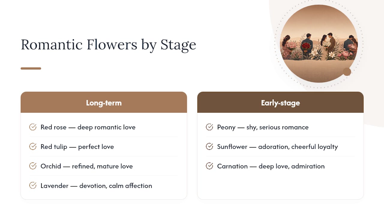 Flowers grouped by relationship stage