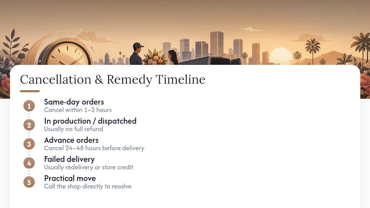 Flower order cancellation and remedy timeline