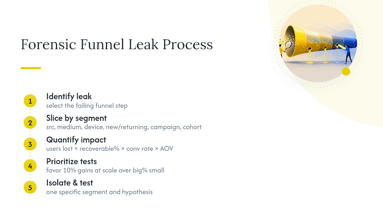 Funnel leak segmentation dimensions