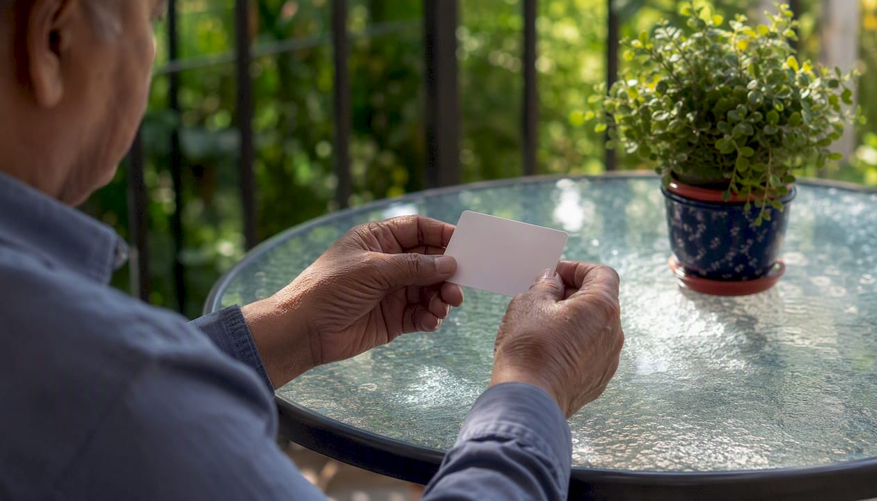 Elder holding medical insurance card