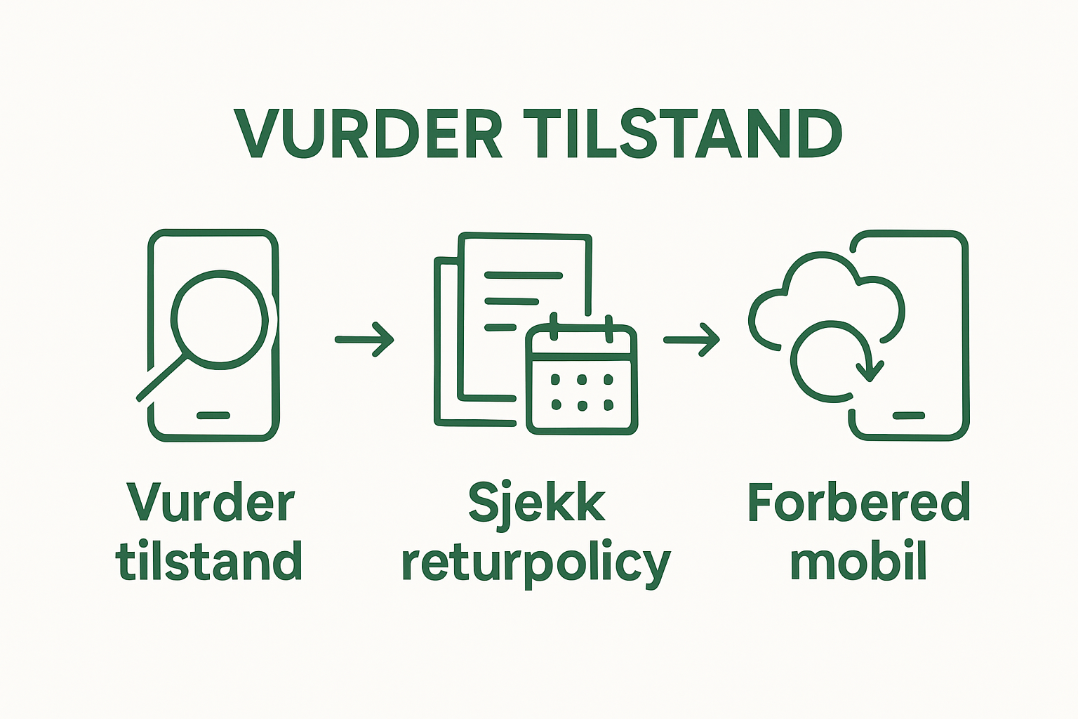 Infographic showing the three key steps: inspect phone, check return policy, prepare device