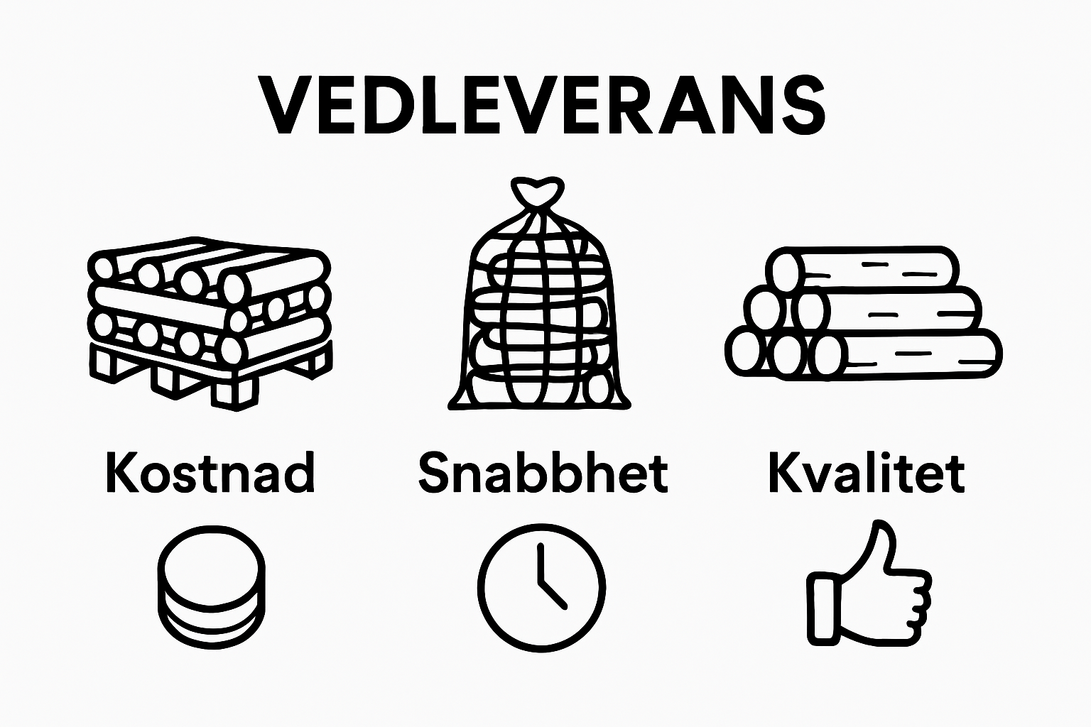 Icons comparing main firewood delivery types and their benefits