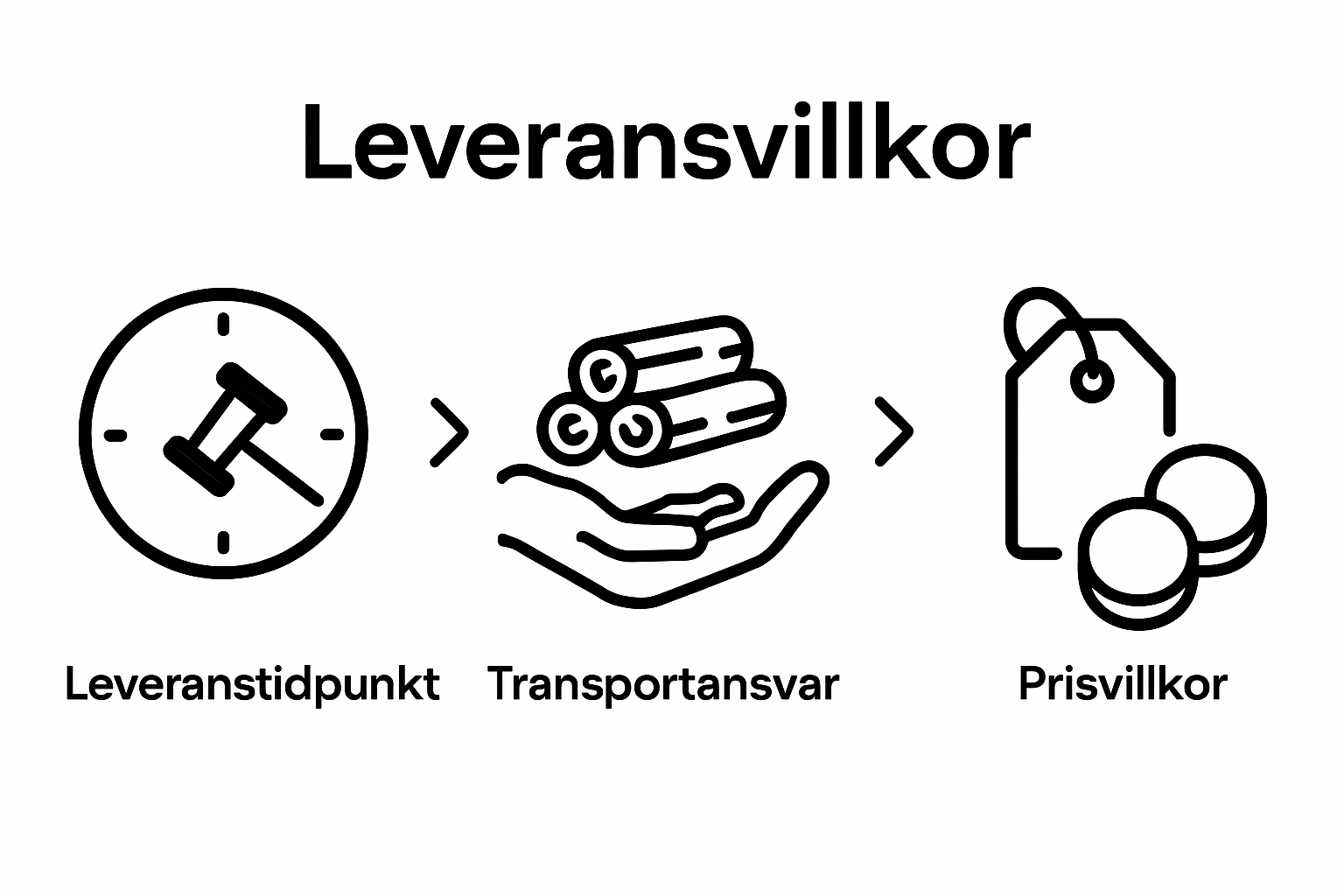 Three icons for key elements in wood delivery terms