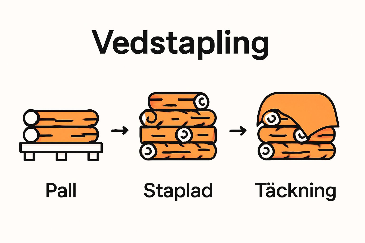 Simple workflow diagram of efficient firewood stacking steps