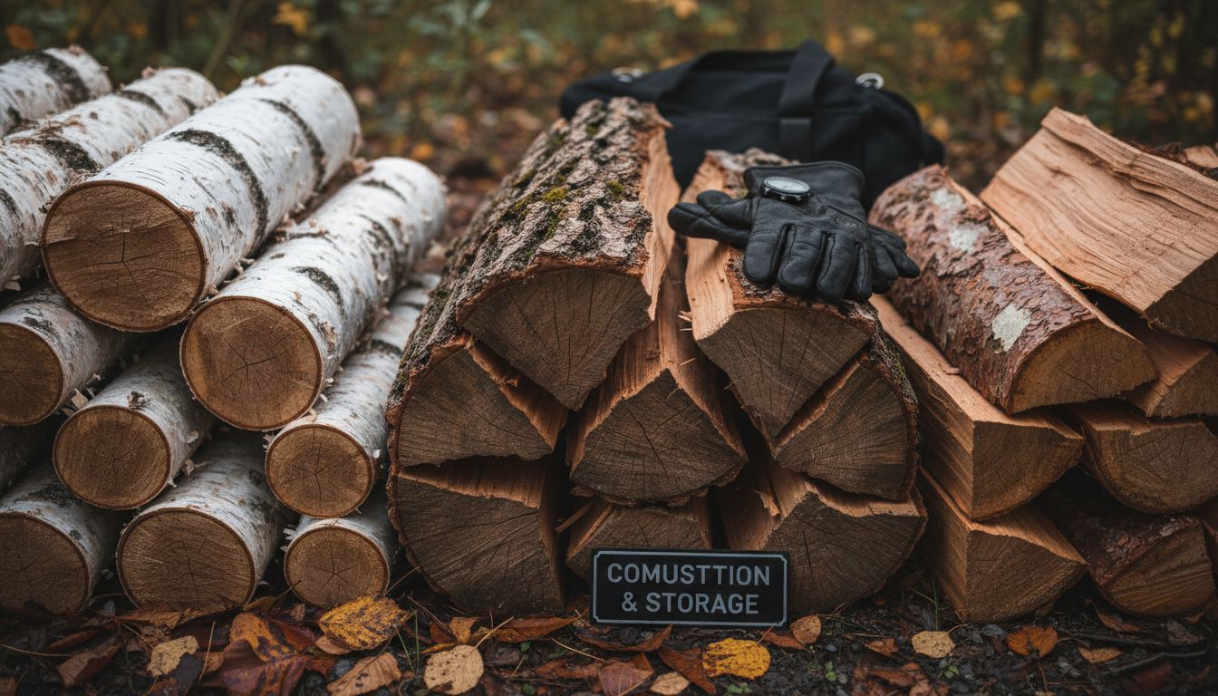 Three firewood types stacked side by side