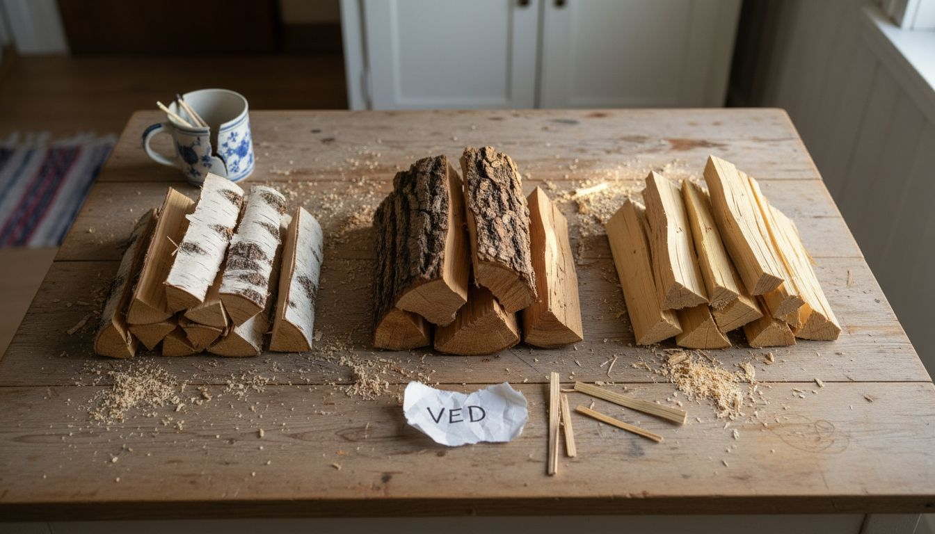 Klyvd ved av björk, ek och furu