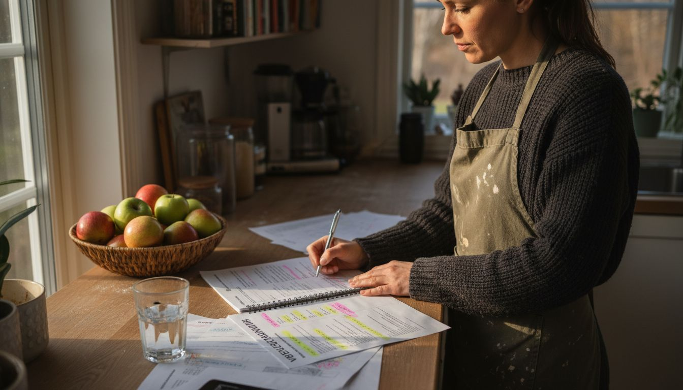 Kvinna som jämför olika vedleverantörer för att hitta det bästa alternativet.