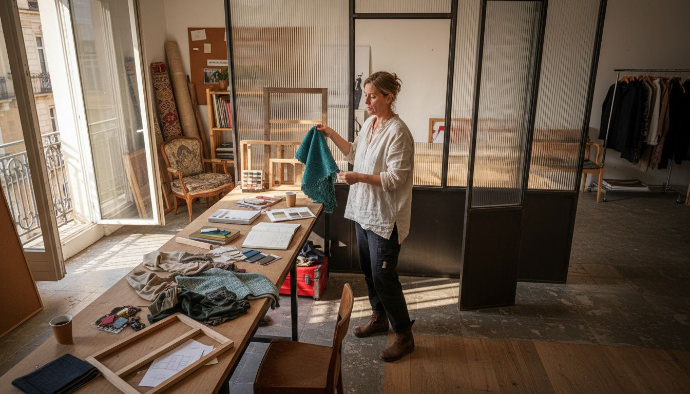 Ein Innenarchitekt entwirft eine maßgeschneiderte Raumtrennung.