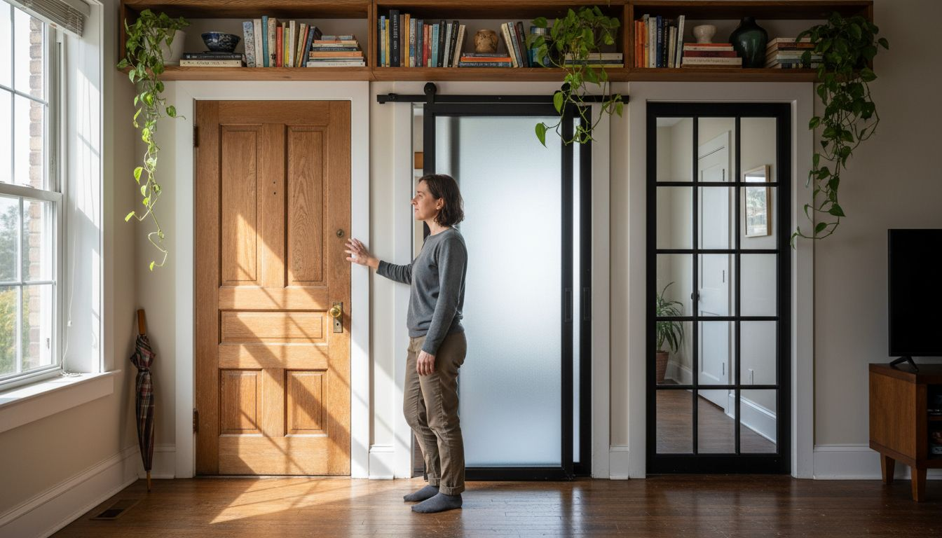 Homeowner viewing different interior door designs