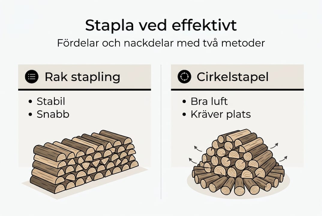 Jämförelse av vedstaplingsmetoder