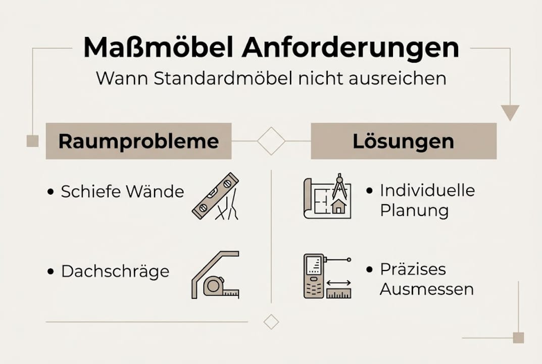 Infografik: Typische Platzprobleme im Wohnraum und wie maßgefertigte Möbel clevere Lösungen bieten